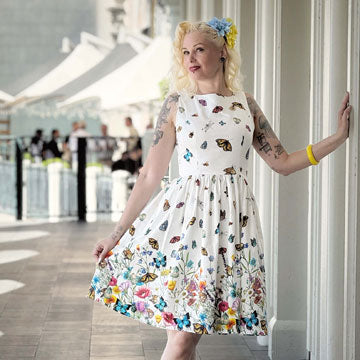 a line swing dress Black With Belt Trim Unique Vintage back neck The Swing Rococo Art" A-Line