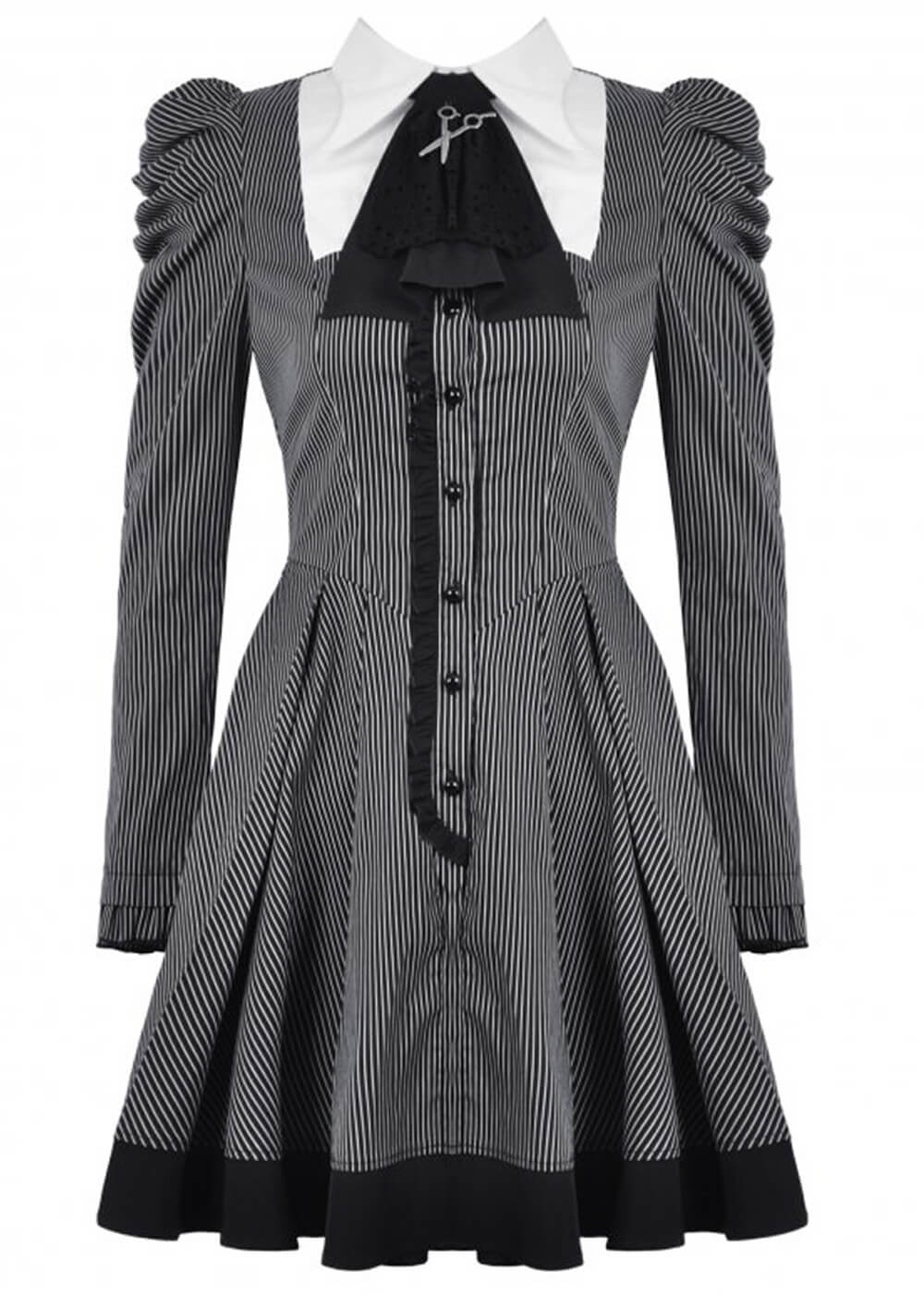 Dark In Love Scissors Stripes 60's Dress Black White