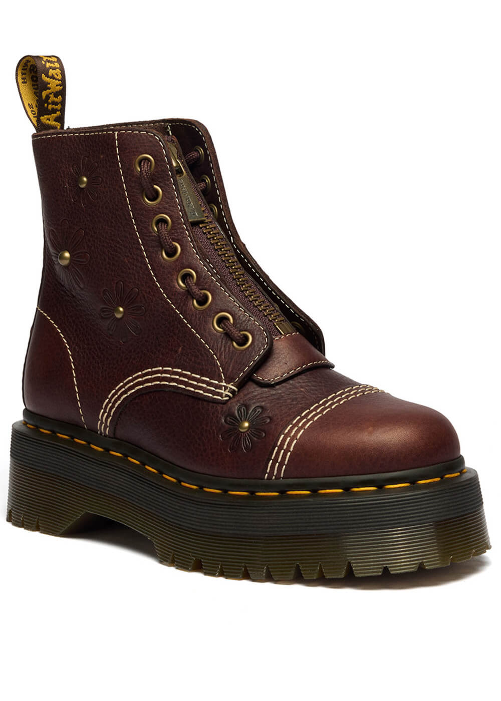Dr. Martens Sinclair Flower Grizzly Platform Boots Brown - www