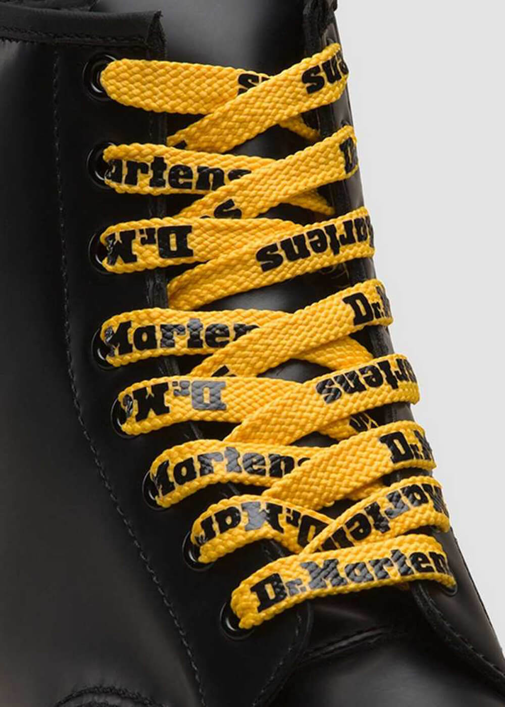Martens Logo Laces Flat Eyes Yellow and Black