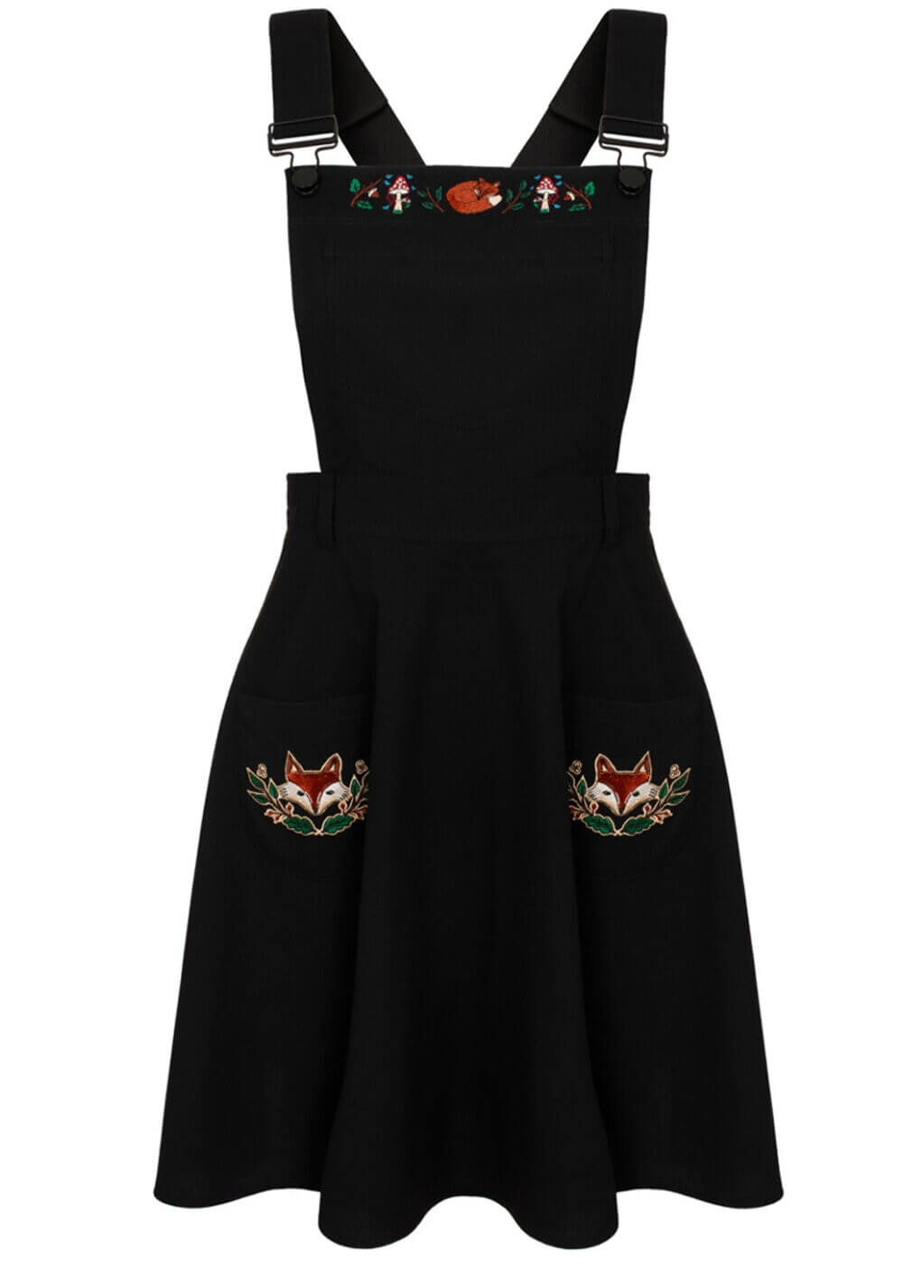 black pinafore dress Hell Bunny Basil Fox 40's Pinafore Swing Dress Black
