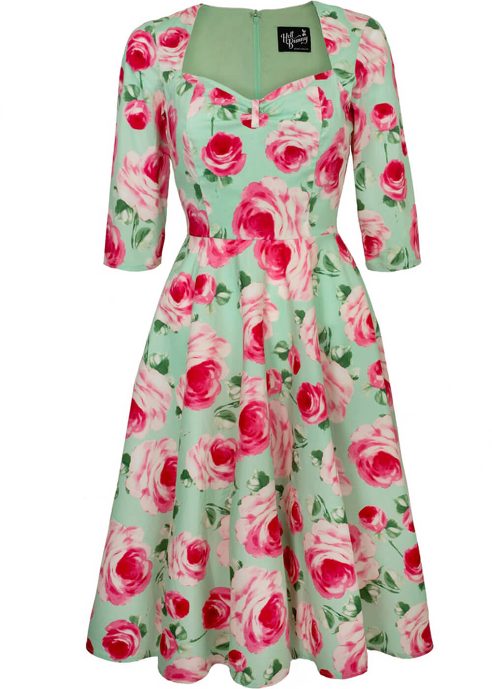 Hell Bunny Claire Roses 50's Swing Dress Mint - www.succubus.us Hell Bunny Claire Roses 50's Swing Dress Mint - www.succubus.us