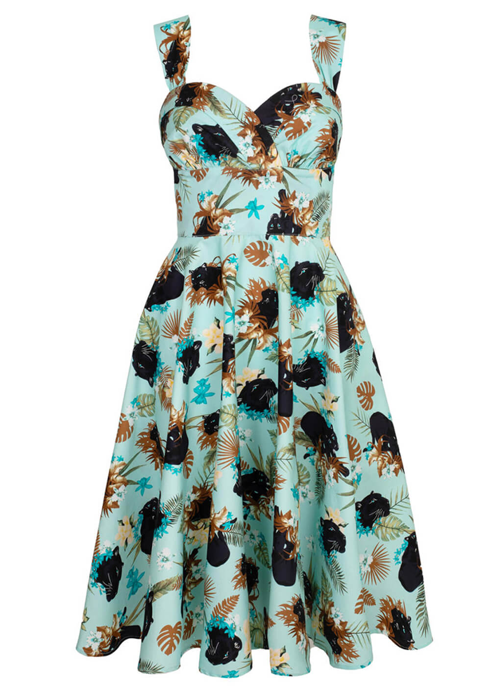Hell Bunny Panther 50's Swing Dress Aqua