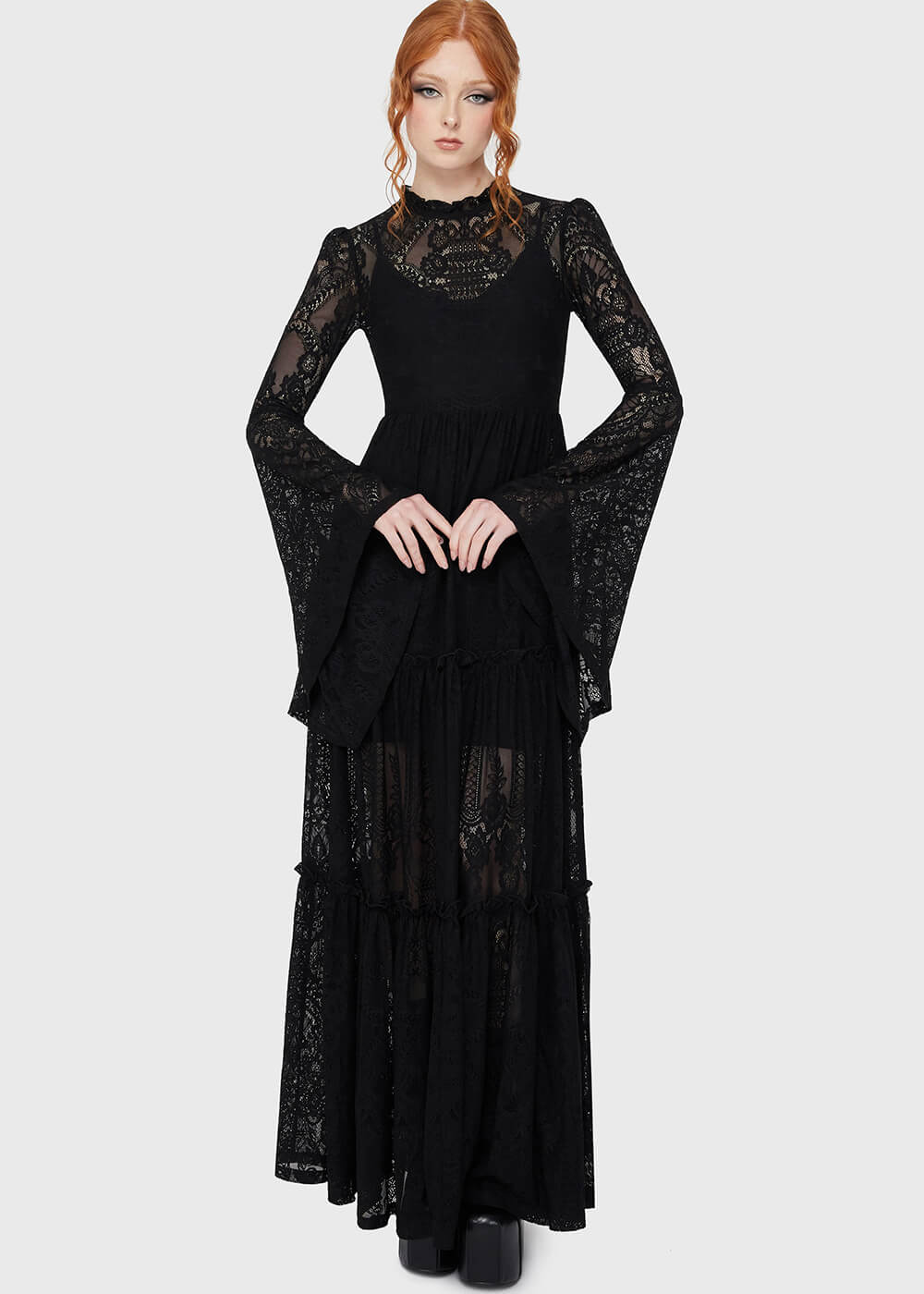Hecate Lace Maxi Dress [B] - M / Black