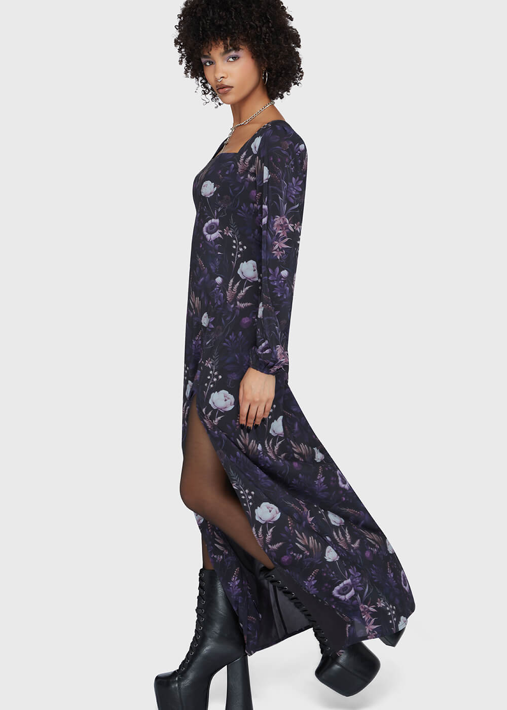purple and black maxi dress Dusk's Garden Maxi Dress