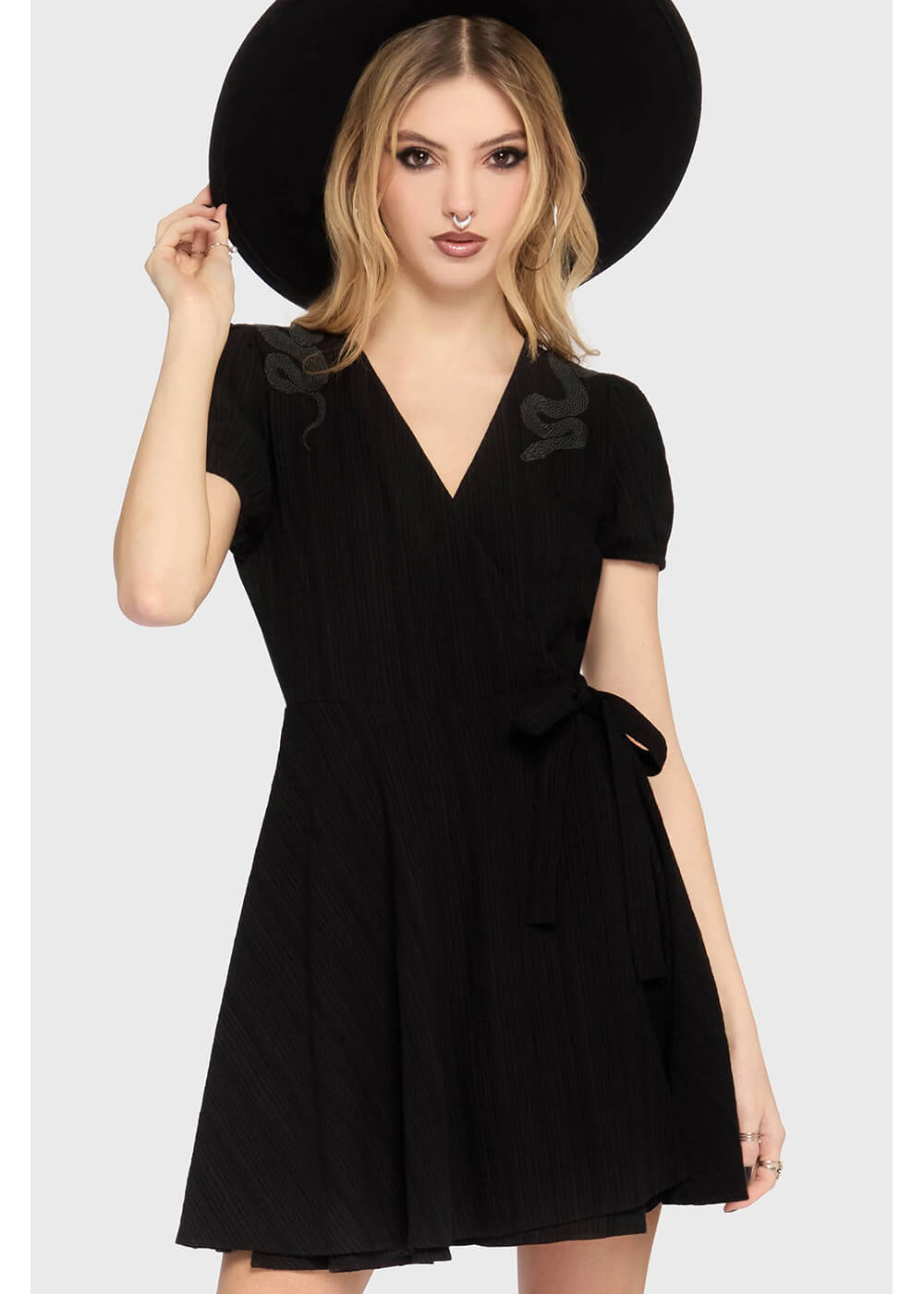 black snake mini dress Women's Black Faux Leather Snake Print Button Up Mini Dress
