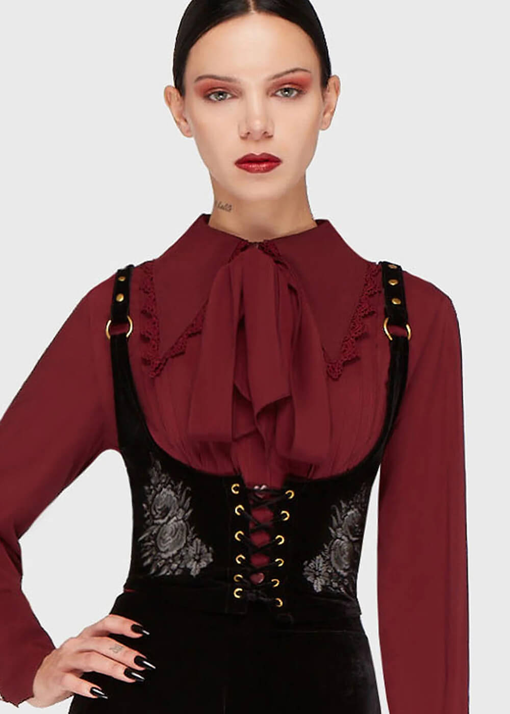 ?KILLSTAR Phantoms Embrace Harness Corset Burgundy NWT Sizes M/L & XL/2XL? Phantoms Embrace Harness | Killstar main image 4