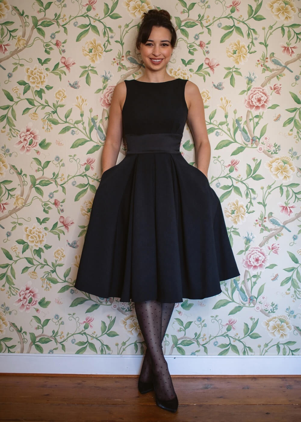 black formal swing dress PRE-ORDER - Bandage Corset Swing Dress in Black