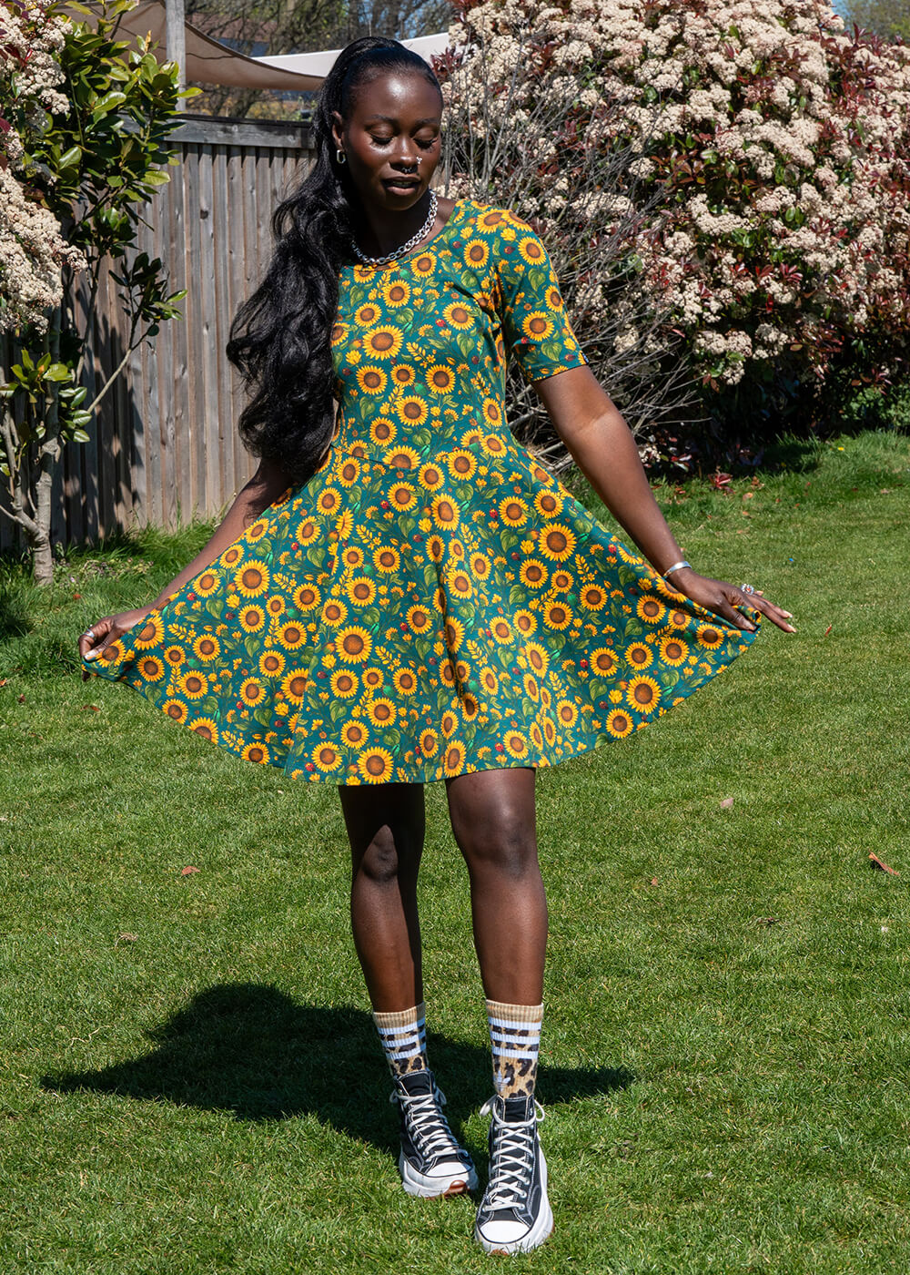 sunflower fitted dress ARIEL SUNFLOWER DRESS SMALL