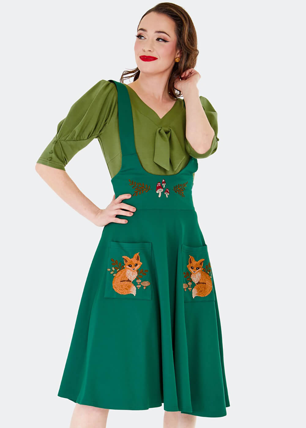 Voodoo Vixen Forest Fox 40's Swing Skirt Green Voodoo Vixen Forest Fox 40's Swing Skirt Green