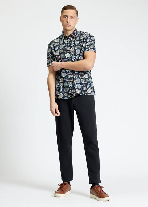 Short Sleeve Watercolour Floral Print Shirt Black Short Sleeve Watercolour Floral Print Shirt Black