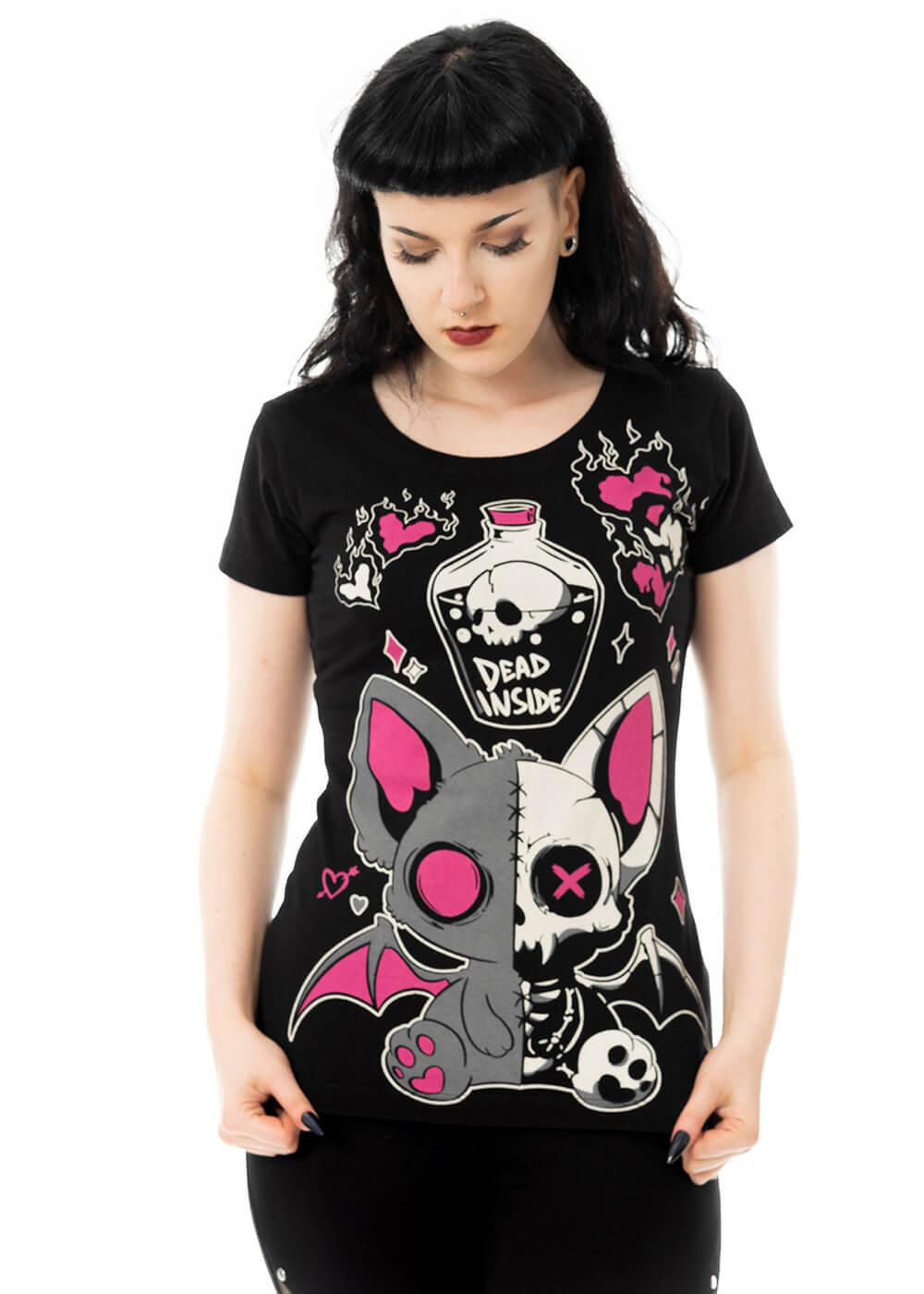 Cupcake Cult Bat Potion Girly T-Shirt Black - www.succubus.us
