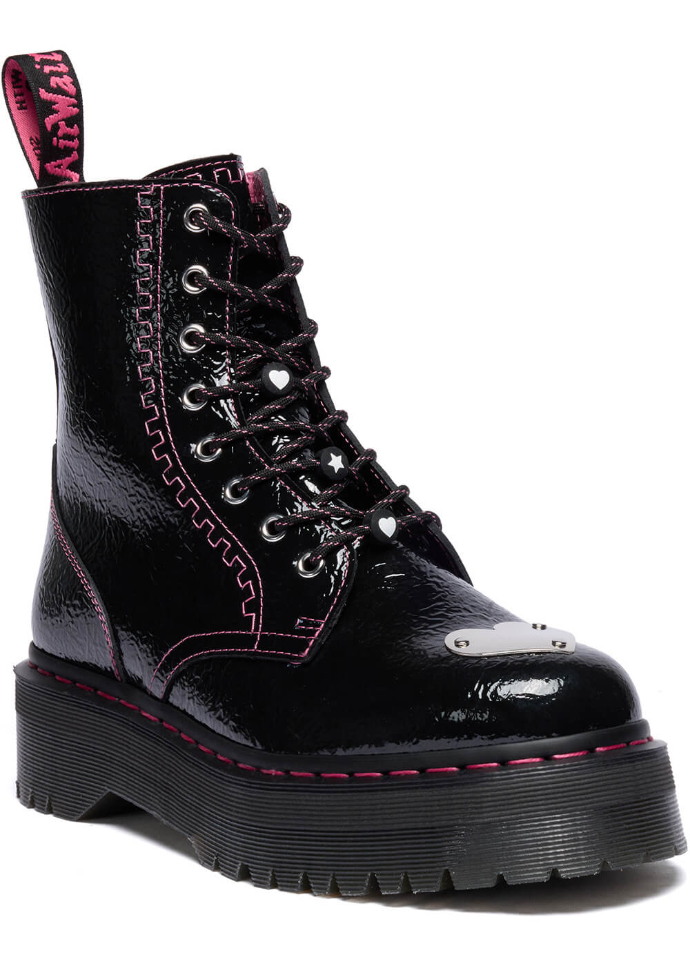 Dr. Martens Jadon TP Distressed Patent Platform Boots Black - www