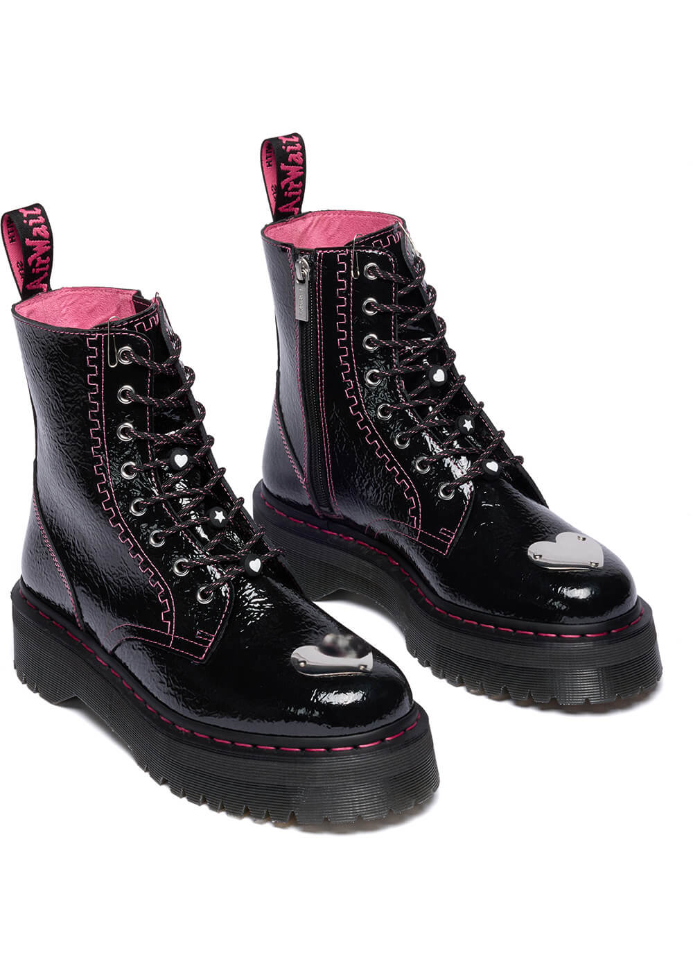Dr. Martens Jadon TP Distressed Patent Platform Boots Black - www