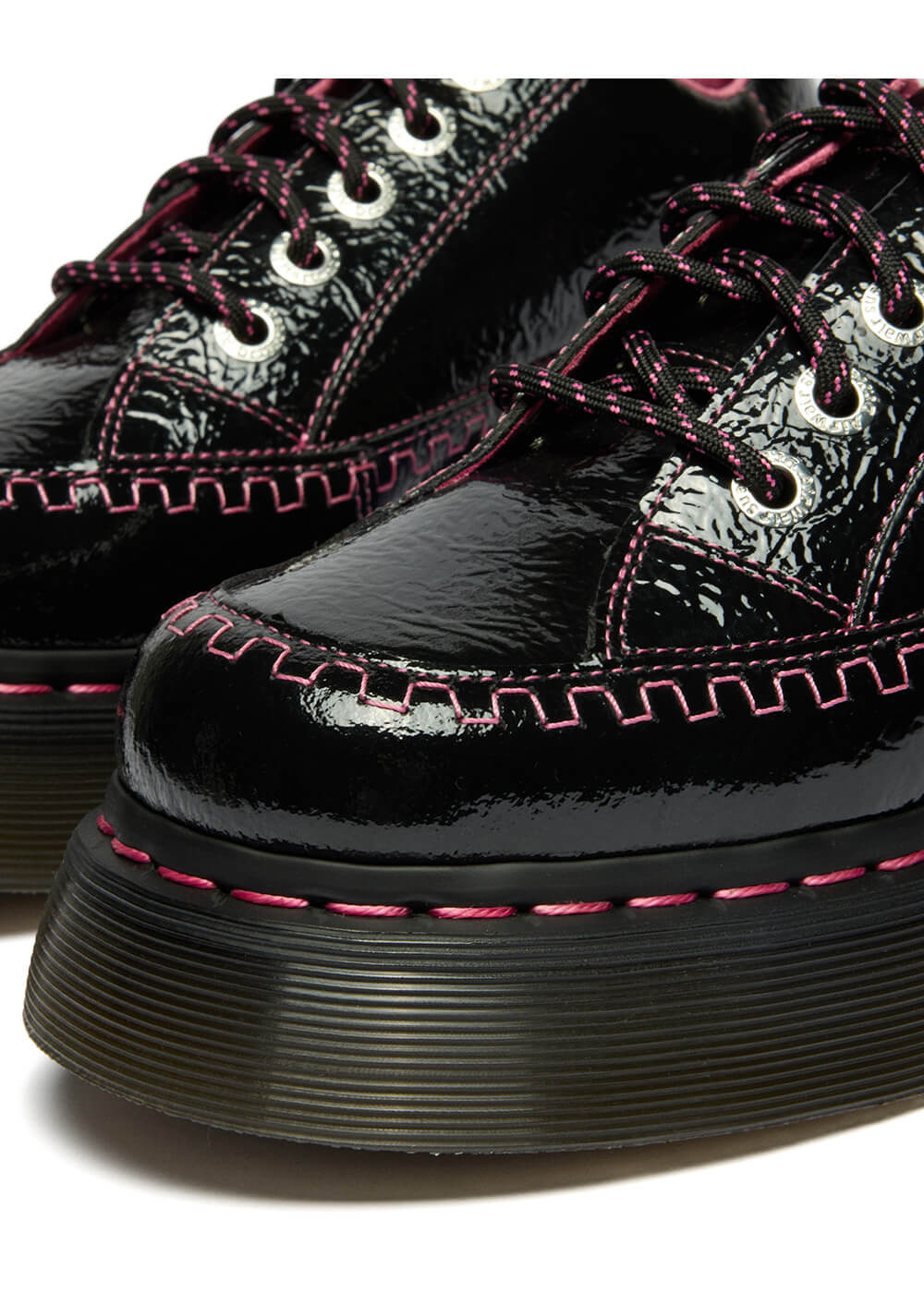 Dr. Martens Buzz 5i Distressed Patent Platform Shoes Black - www
