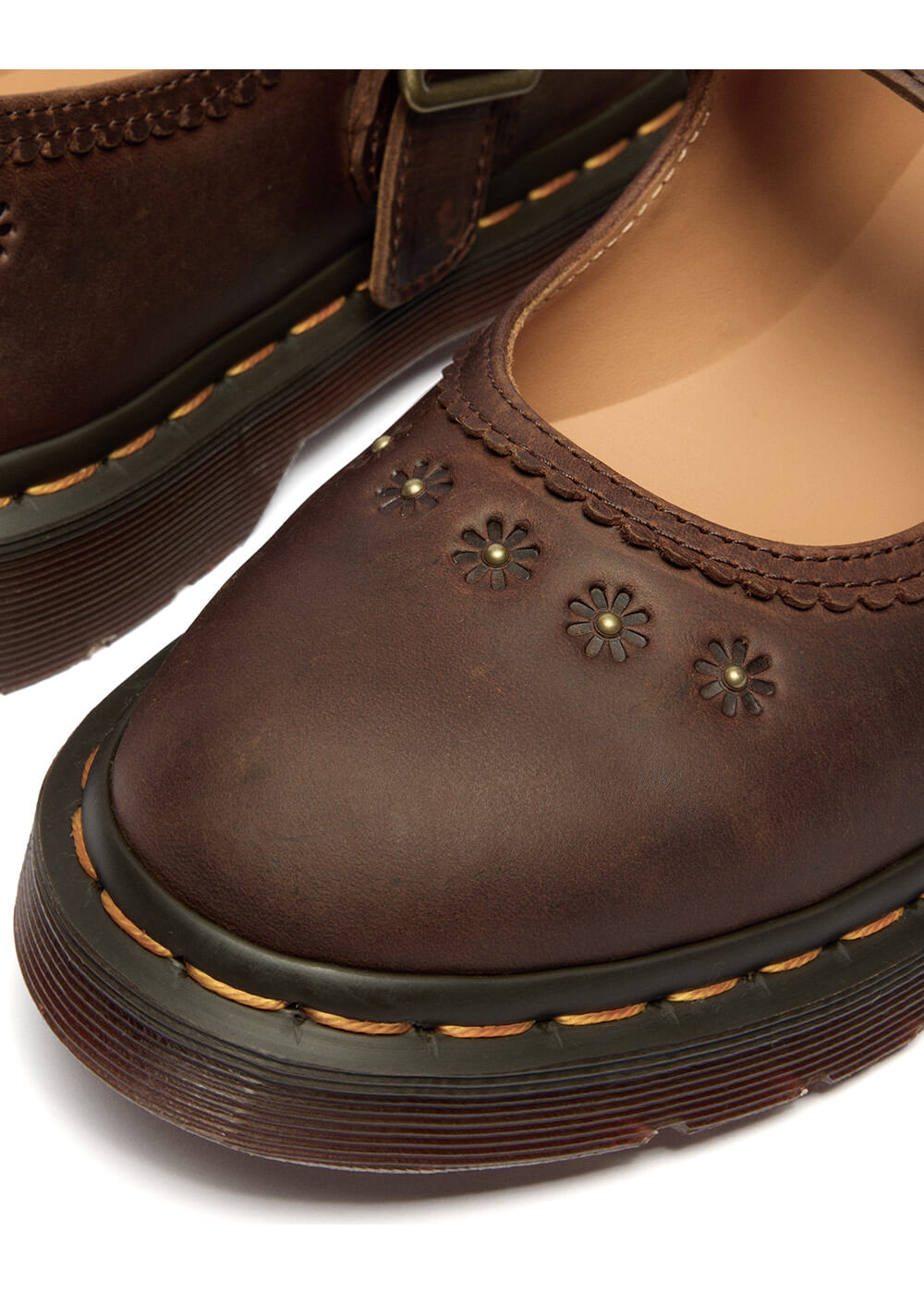 Dr. Martens Mary Jane Flower Crazy Horse Shoes Brown - www.succubus.us