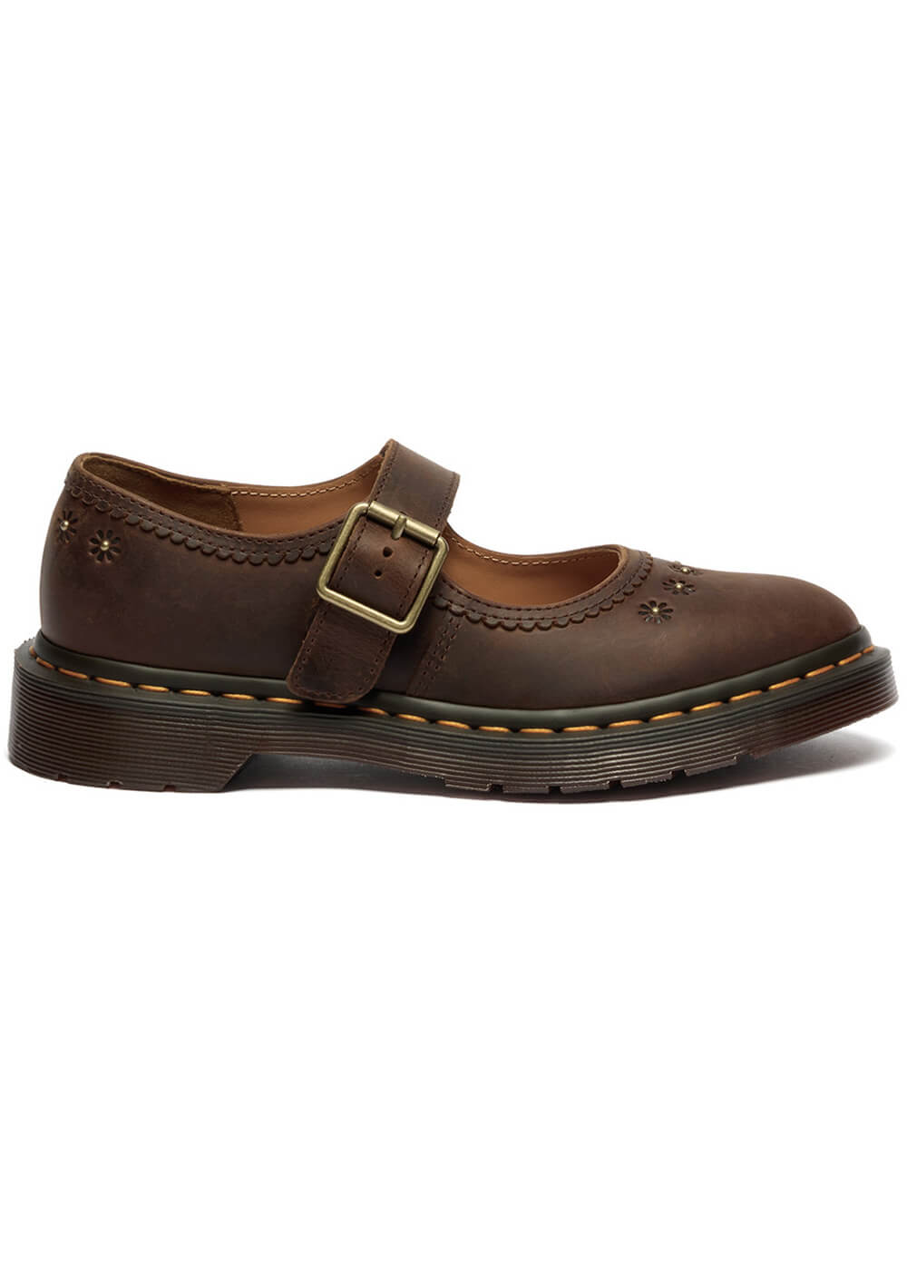 Dr. Martens Mary Jane Flower Crazy Horse Shoes Brown - www.succubus.us