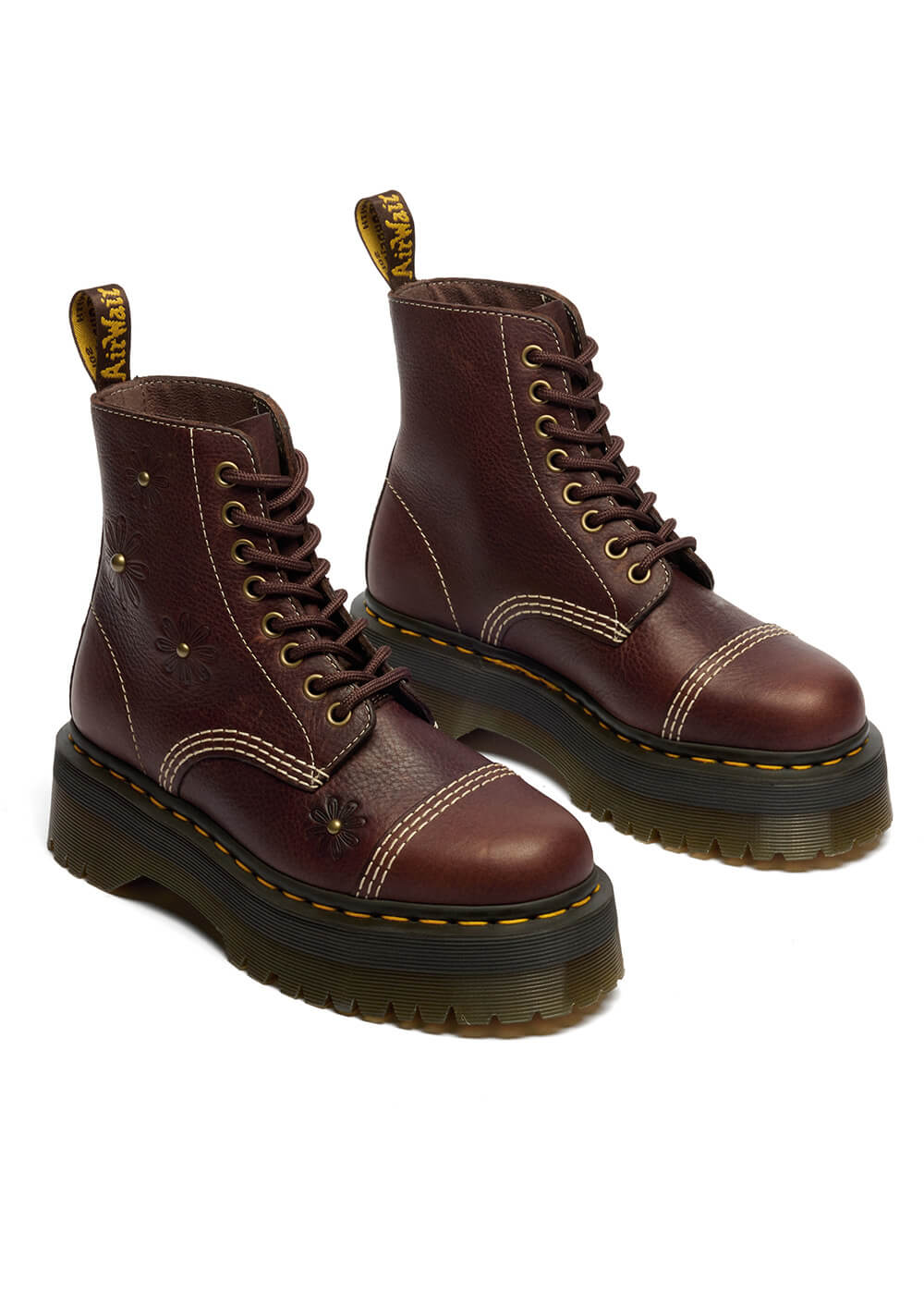 【希少】Dr. Martens イングランド製　ブラウンハイカットブーツ　UK5 Dr. Martens Sinclair Flower Grizzly Platform Boots Brown - www
