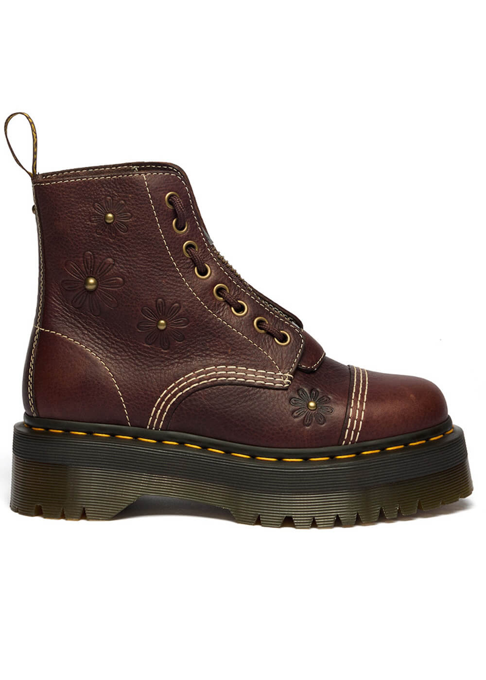 Dr. Martens Sinclair Flower Grizzly Platform Boots Brown - www