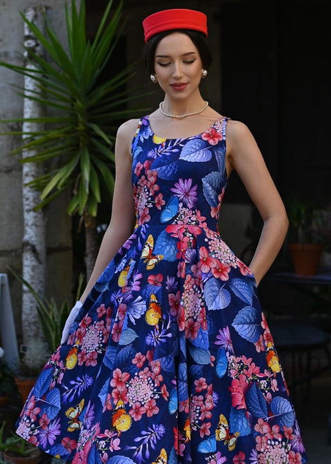 blue dress with red hearts Cherub's Touch Heart Cutout Dress Blue Vina of the Valley