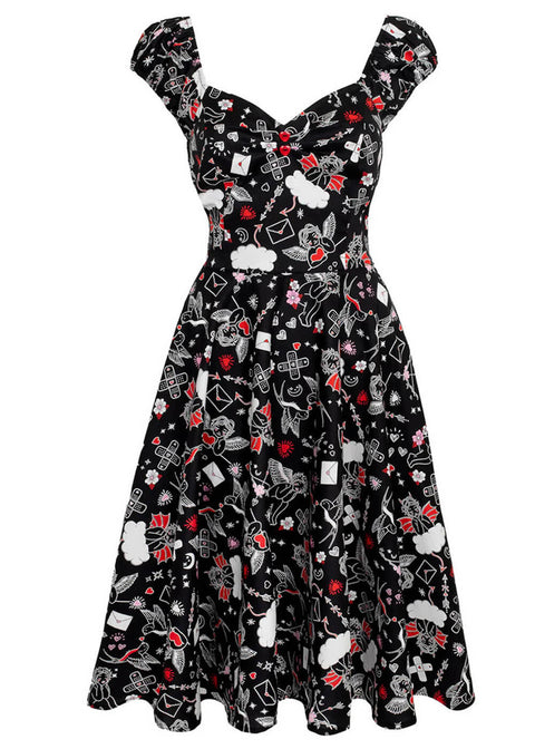 Hell Bunny Charlie 50's Swing Dress Black Hell Bunny Charlie 50's Swing Dress Black
