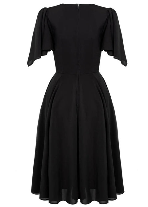 black knee length swing dress Showmall Women's Plus Size Long Sleeve Swing Dress with Pockets, Black 3X Crew Neck A-Line, Soft Stretch, Knee Length Midi Dress for Spring/Fall/