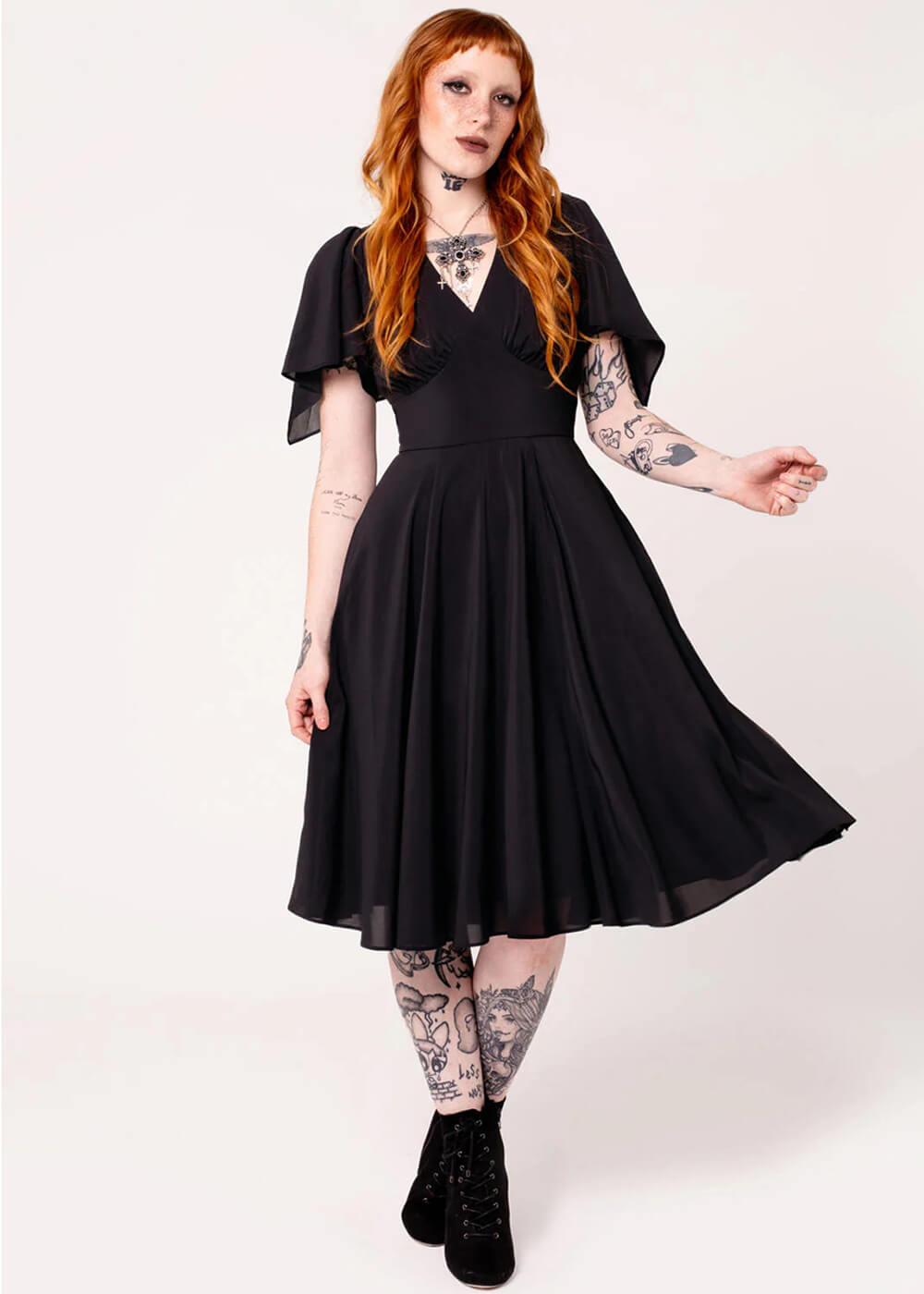 Hell Bunny Titania 50's Swing Dress Black - www.succubus.us