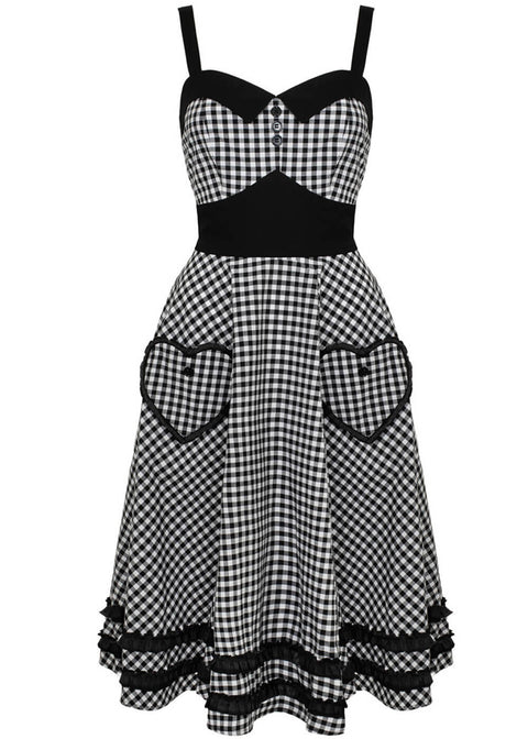 Hell Bunny Mel Gingham 60's Swing Dress Black White Hell Bunny Mel Gingham 60's Swing Dress Black White