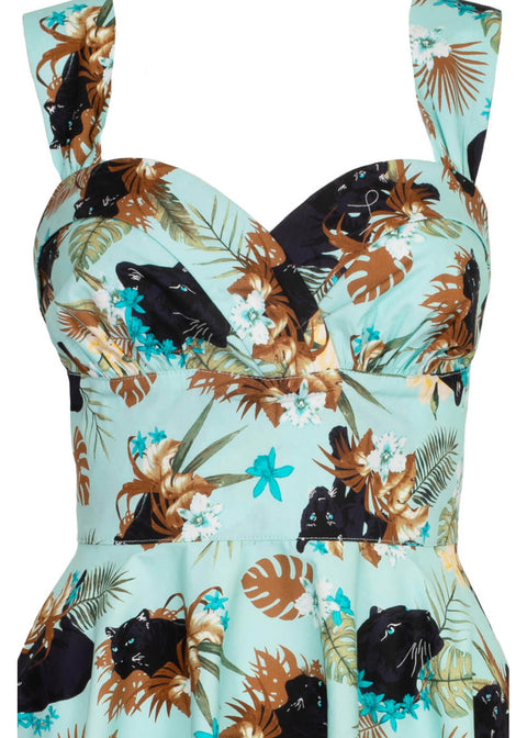 Hell Bunny Panther 50's Swing Dress Aqua Hell Bunny Panther 50's Swing Dress Aqua