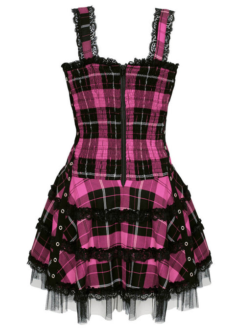 hell bunny dress corset Hell Bunny Harley Tartan Dress Pink