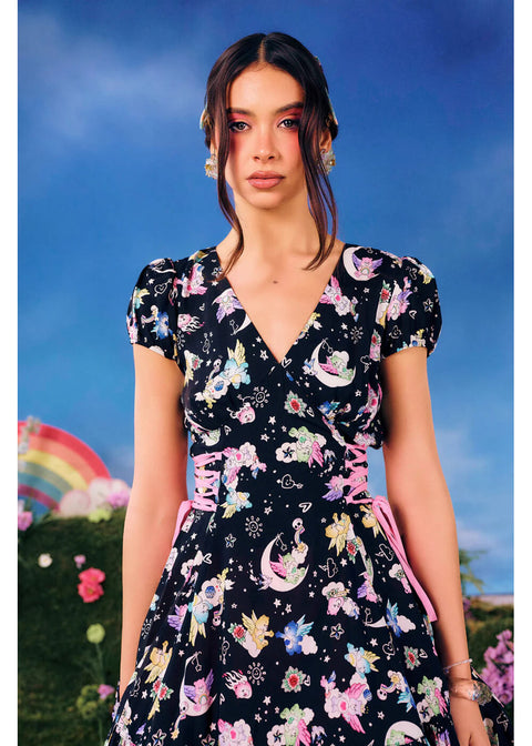 Hell Bunny x Care Bears Roxi 90's Mini Dress Black