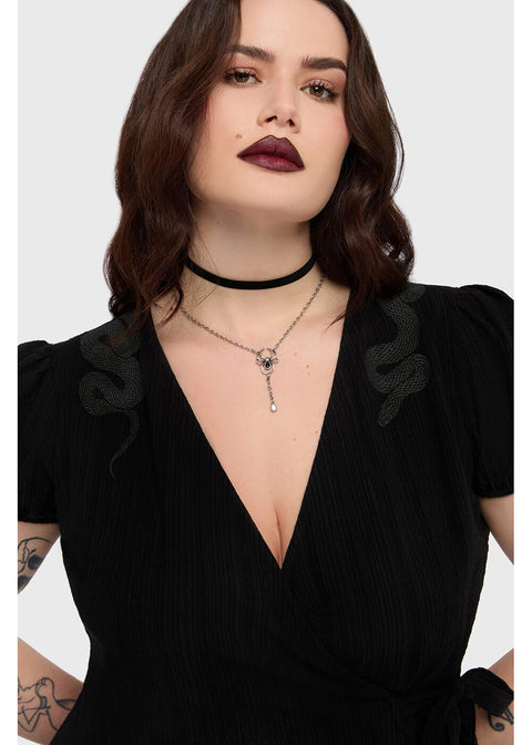 black snake mini dress Women's Black Faux Leather Snake Print Button Up Mini Dress