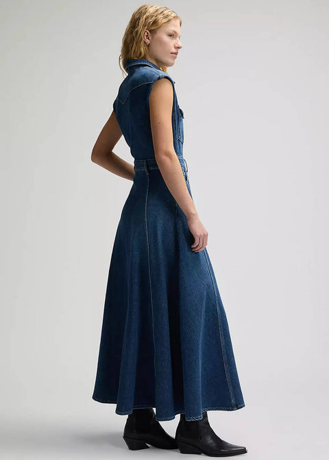 Lee Women Western Denim Maxi Dress Dark Magic Blue - www.succubus.us Lee Women Western Denim Maxi Dress Dark Magic Blue - www.succubus.us