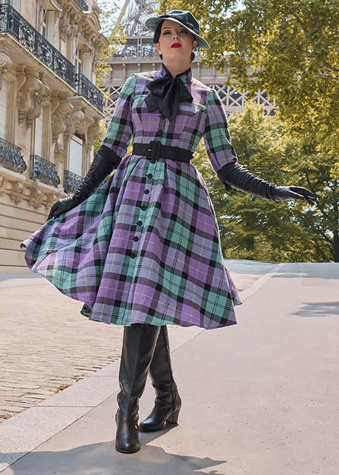 plaid dress purple One Way Plum Purple Plaid Dress Shop the Mint