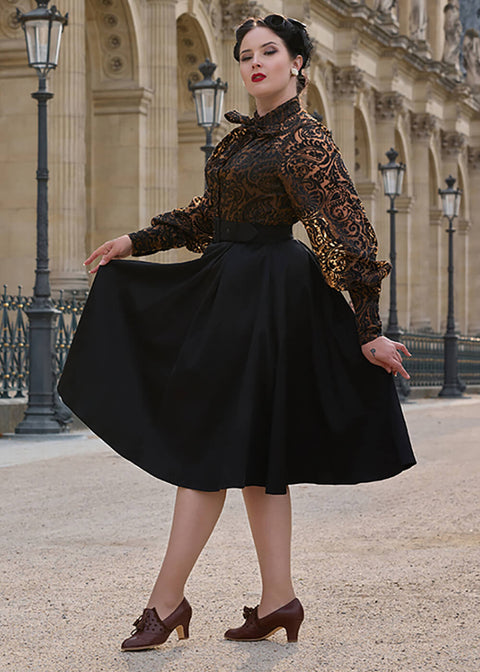 Miss Candyfloss Janalie Lace 40's Swing Dress Black Orange Miss Candyfloss Janalie Lace 40's Swing Dress Black Orange