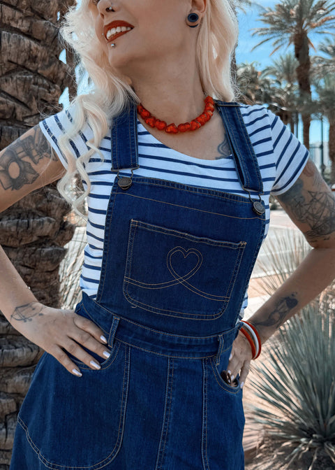 denim rockabilly dress Forever Fifties 50's Rockabilly denim dress "Nina Denim Swing Dress" in blue Vintage Vogue